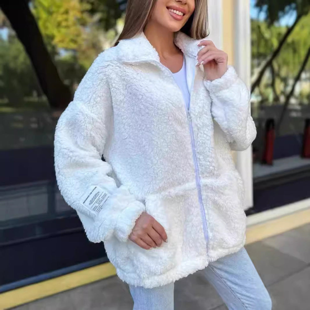 Damen Fleecejacke mit weichem Innenfutter und hoher Kragen