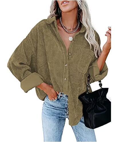 Damen lässige Cordhemdbluse