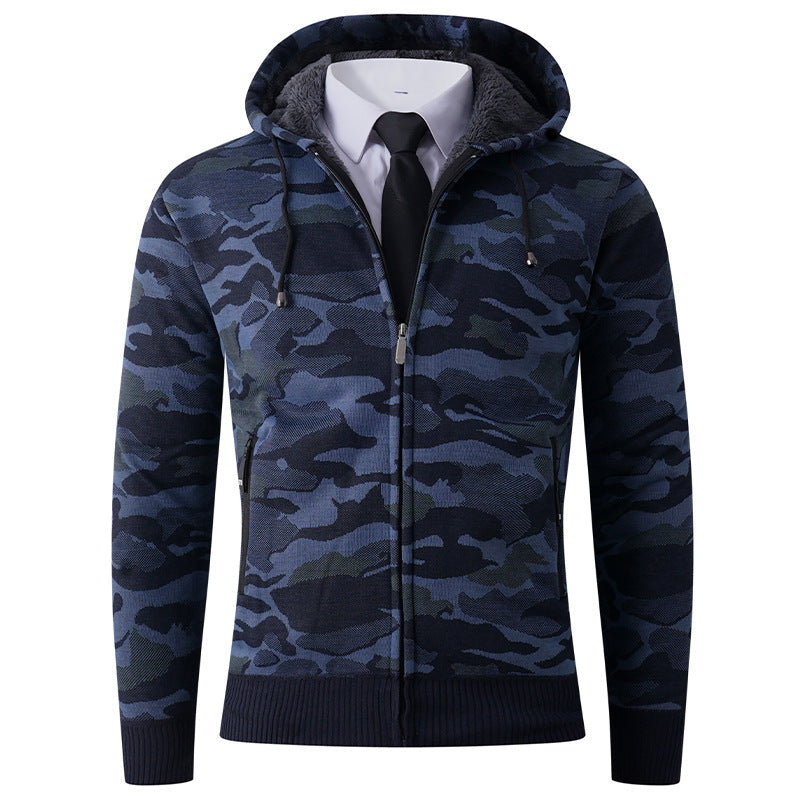Herren modischer Hoodie mit gefütterter Kapuze und kräftigem Camouflage-Muster