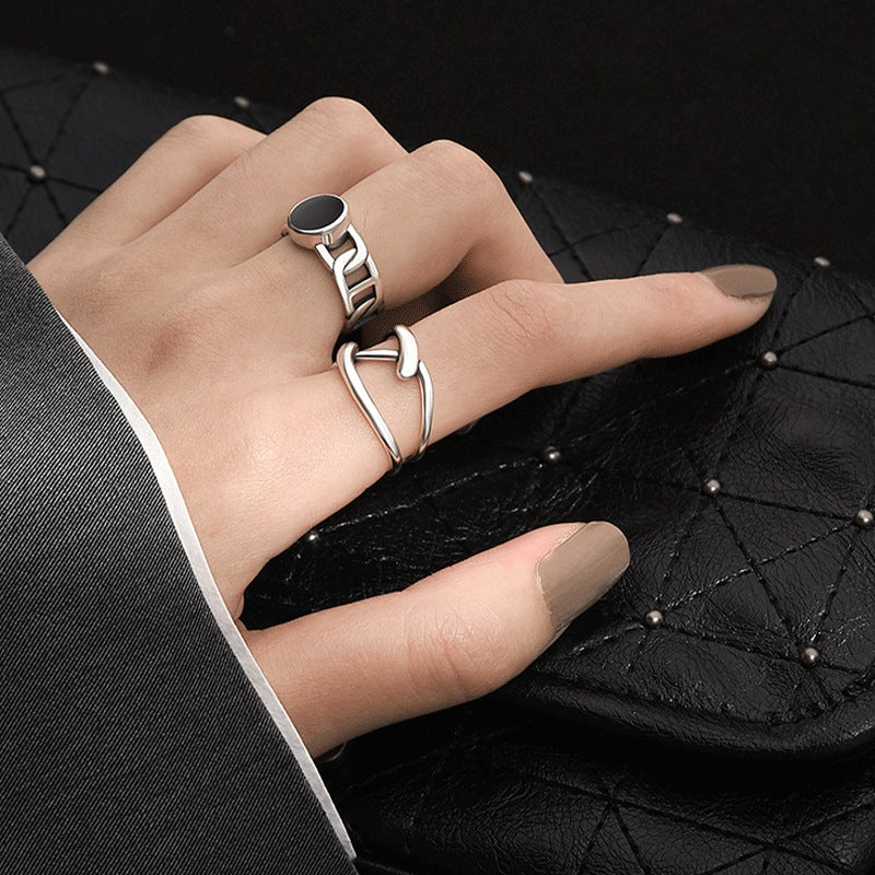 Damen Ringset mit modernem Design und elegantem Onyx-Shop Nory