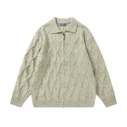 Damen Grob strukturierter Strick‑Zipcardigan mit Hemdkragen Shop Nory