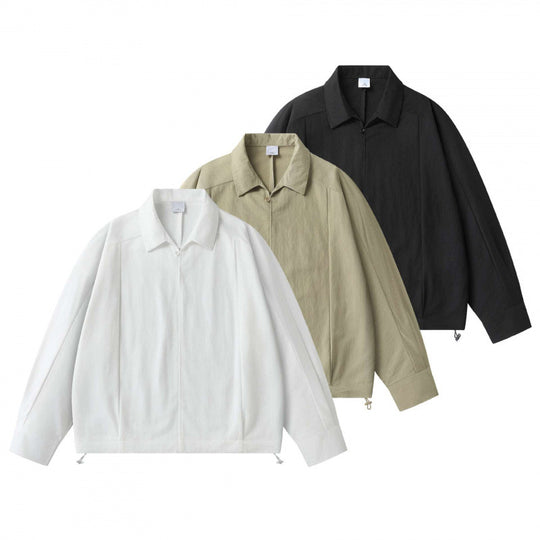 Unisex Leichte Overshirt‑Jacke mit verdeckter Front, Hemdkragen und Tunnelzugsaum Shop Nory