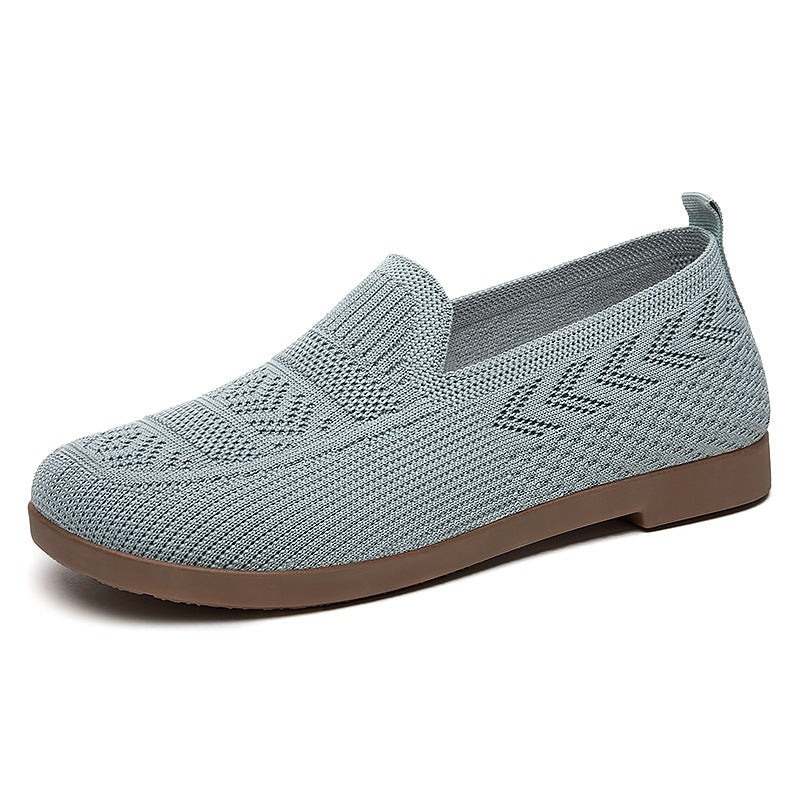 Damen Komfortable Strick-Slipper mit elastischem Einstieg und rutschfester Sohle