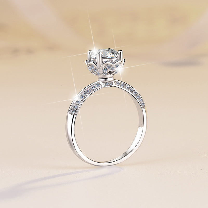 Damen Zarter Verlobungsring mit funkelndem Zirkonia und floraler Fassung Shop Nory