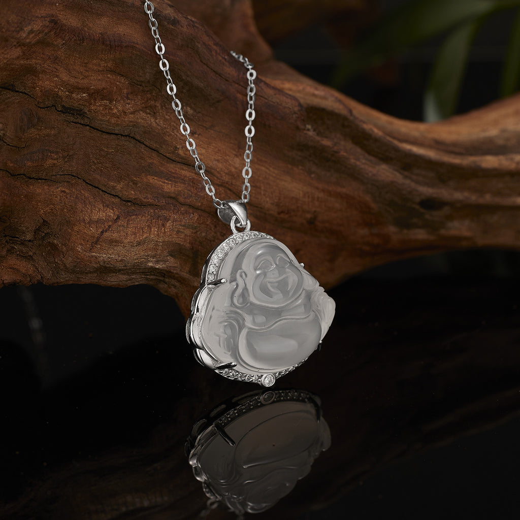 Damen Anhänger aus hochwertigem Jade mit detailreichen Zirkonia-Verzierungen Shop Nory