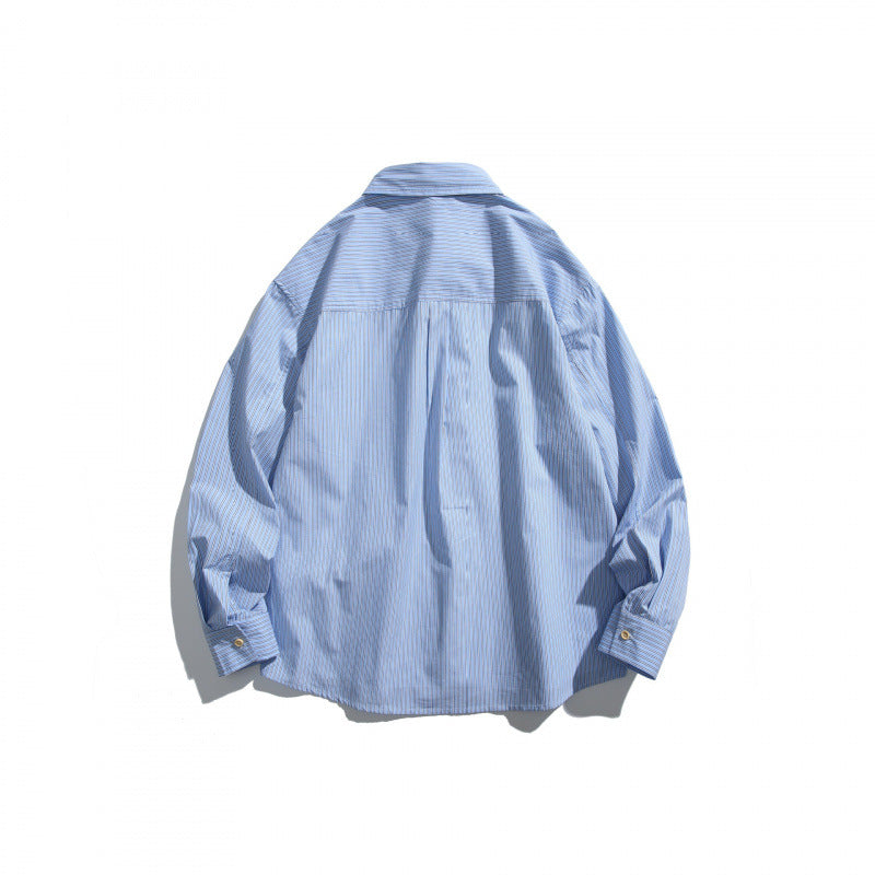 Herren Oversize-Hemd mit feinen Streifen und Kontrastknopfleiste Shop Nory