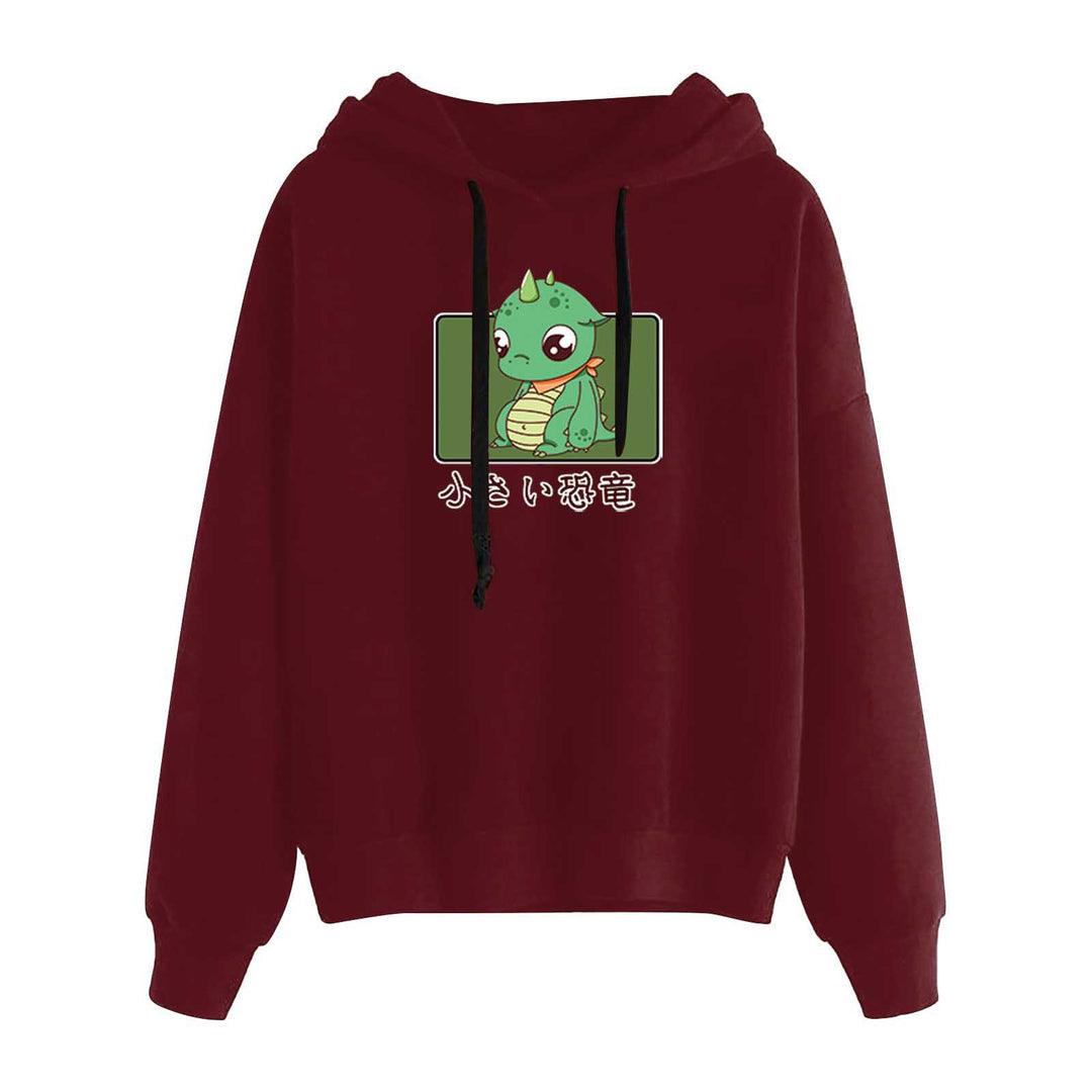 Damen nan kurz geschnittener Cropped-Kapuzenpullover mit niedlicher Frosch-Illustration und verstellbarer Kapuze Shop Nory