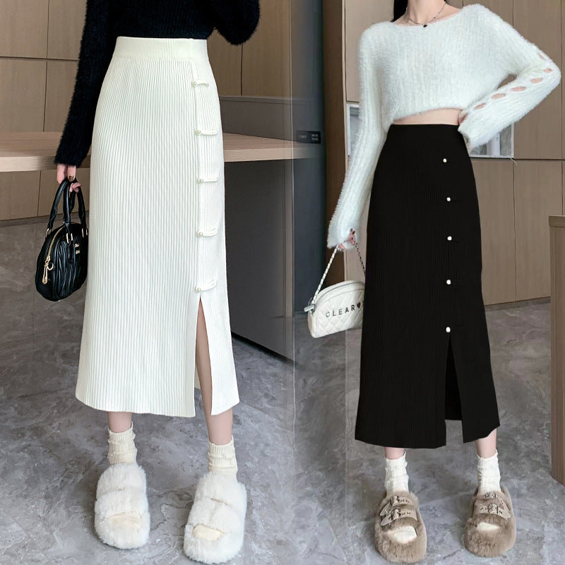 Damen Eleganter und raffinierter Strickrock mit Seitenschlitz Shop Nory