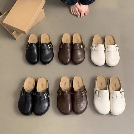 Damen Clogs mit bequemem Fußbett und modischen Schnallenverzierungen Shopnory