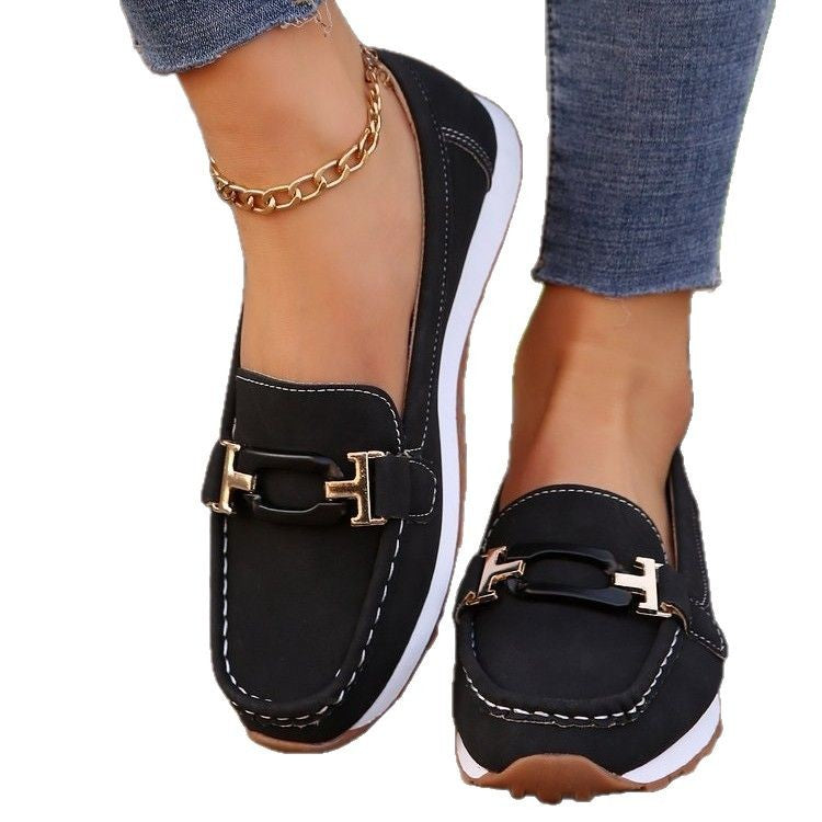 Damen Mokassin-Slipper mit Ziermetall-Bit und dämpfender Profilsohle Shop Nory