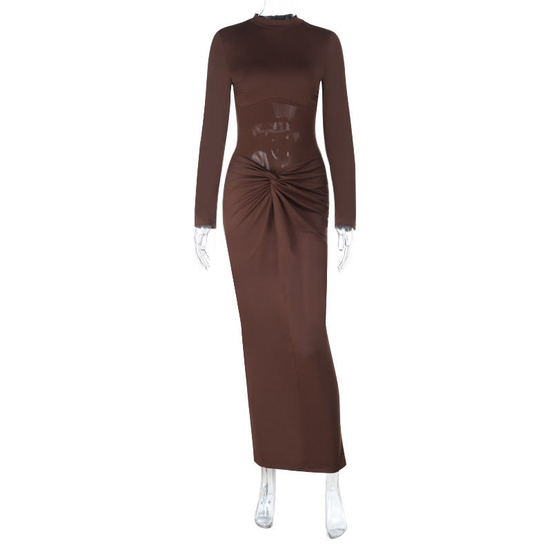 Damen elegantes Stretch-Maxikleid mit Twist‑Drapé und figurformendem Oberteil Shop Nory