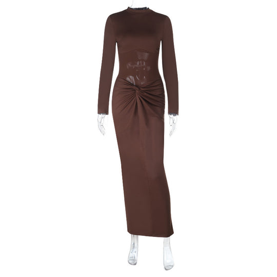 Damen elegantes Stretch-Maxikleid mit Twist‑Drapé und figurformendem Oberteil Shop Nory