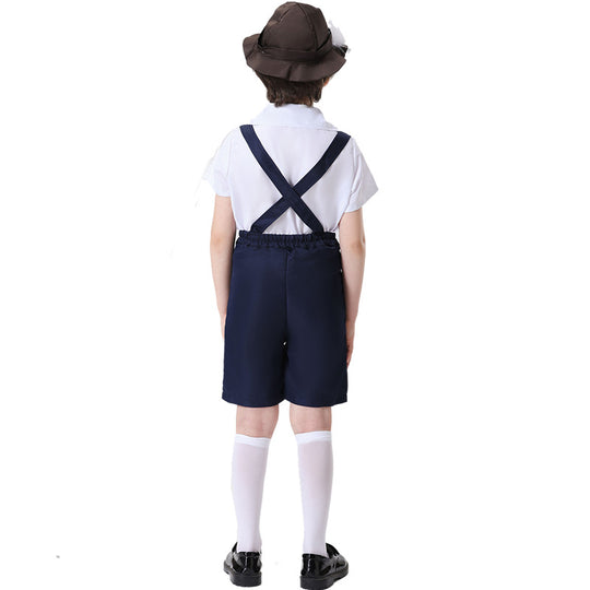 Unisex nan festliche Kinderhose mit verstellbaren Hosenträgern und Ziergürtel Shop Nory