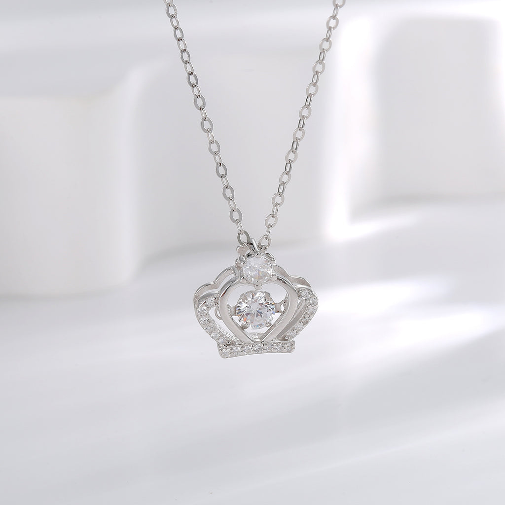 Damen Halskette mit funkelndem Kronenanhänger und Zirkonia Shop Nory