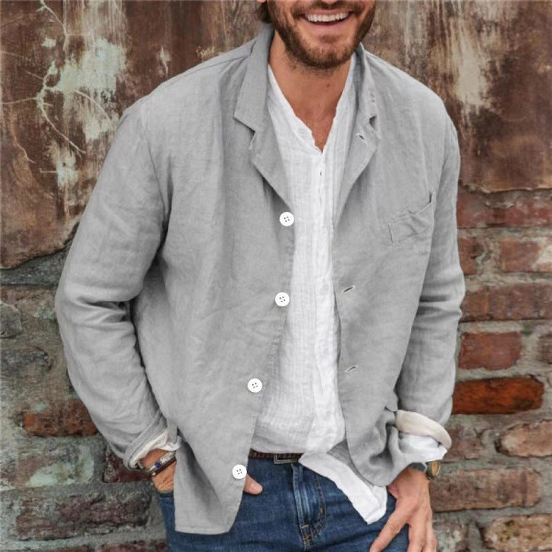 Herren Leinenjacke mit Knopfleiste