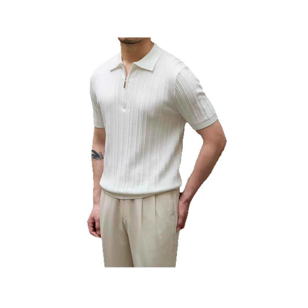 Herren Modisches Kurzarm-Polohemd mit Halbreißverschluss Shop Nory
