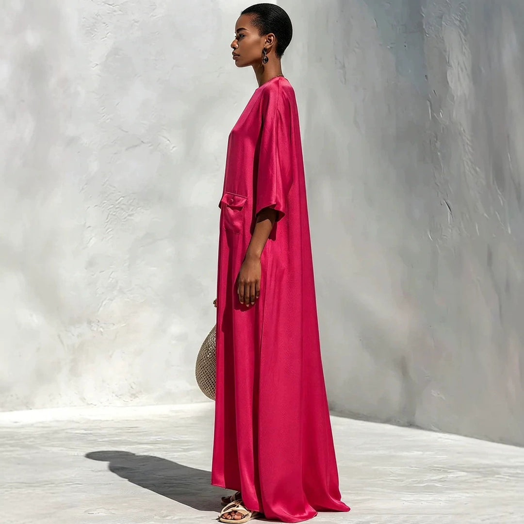 Damen Fließendes Maxikleid mit Oversize‑Kaftan­schnitt und aufgesetzten Pattentaschen Shop Nory