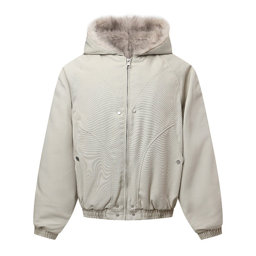 Unisex Kapuzenblouson mit wärmendem Teddyfutter, elastischem Saum und verdeckter Knopfleiste Shop Nory