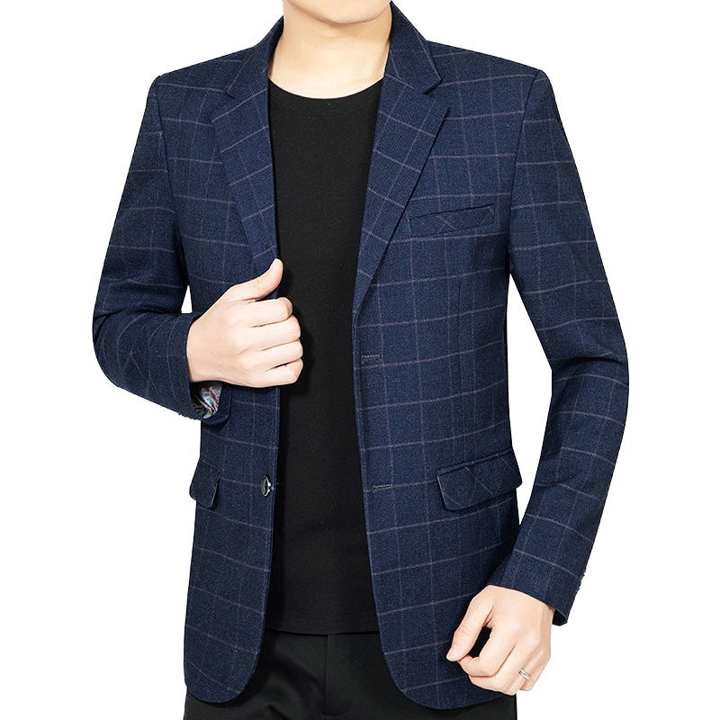 Herren Kariertes Slim-Fit City-Blazer mit Fensterkaro und Pattentaschen Shop Nory