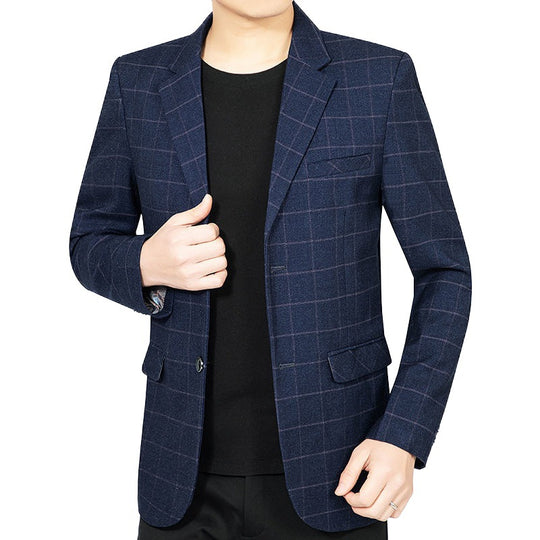 Herren Kariertes Slim-Fit City-Blazer mit Fensterkaro und Pattentaschen Shop Nory