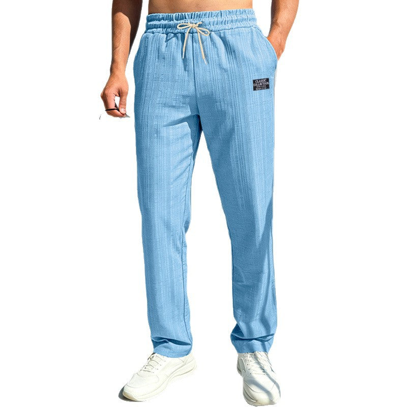 Herren Relaxed-Freizeithose mit Leinenoptik, elastischem Bund und Kordelzug Shop Nory