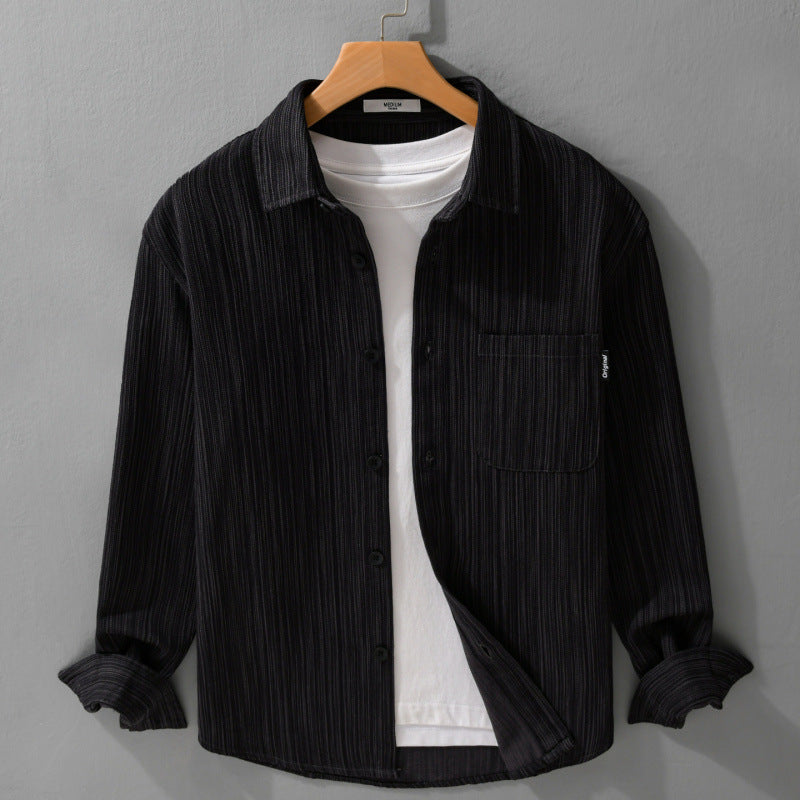 Herren Cord-Overshirt mit feiner Streifenstruktur und aufgesetzter Brusttasche Shop Nory