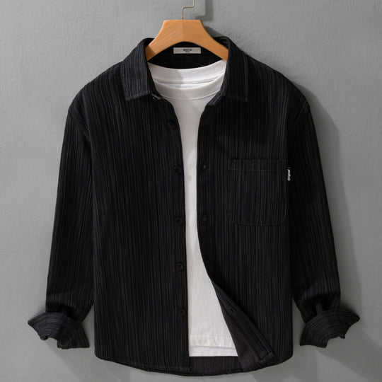 Herren Cord-Overshirt mit feiner Streifenstruktur und aufgesetzter Brusttasche Shop Nory