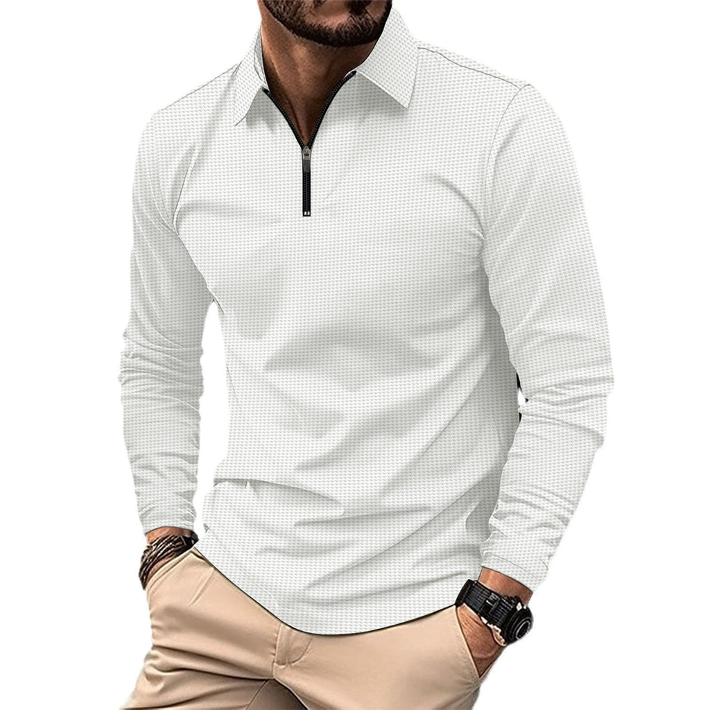 Herren Langarmshirt mit modernem Reißverschluss und strukturiertem Design