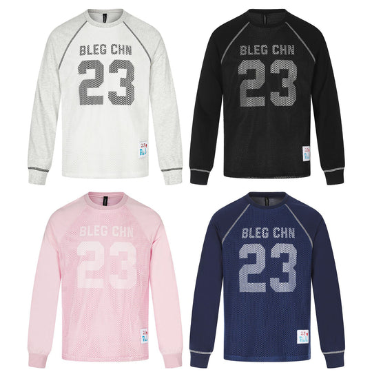 Herren Sportives Mesh-Layer Rundhals‑Sweatshirt mit Raglanärmeln und Front‑Print Shop Nory