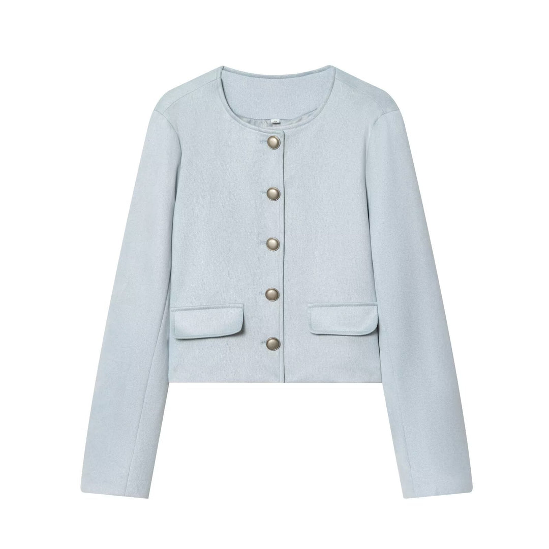 Damen Taillierte Cropped‑Bouclé‑Jacke mit Zierknopfleiste und Pattentaschen Shop Nory