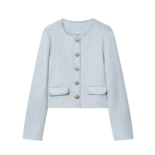 Damen Taillierte Cropped‑Bouclé‑Jacke mit Zierknopfleiste und Pattentaschen Shop Nory