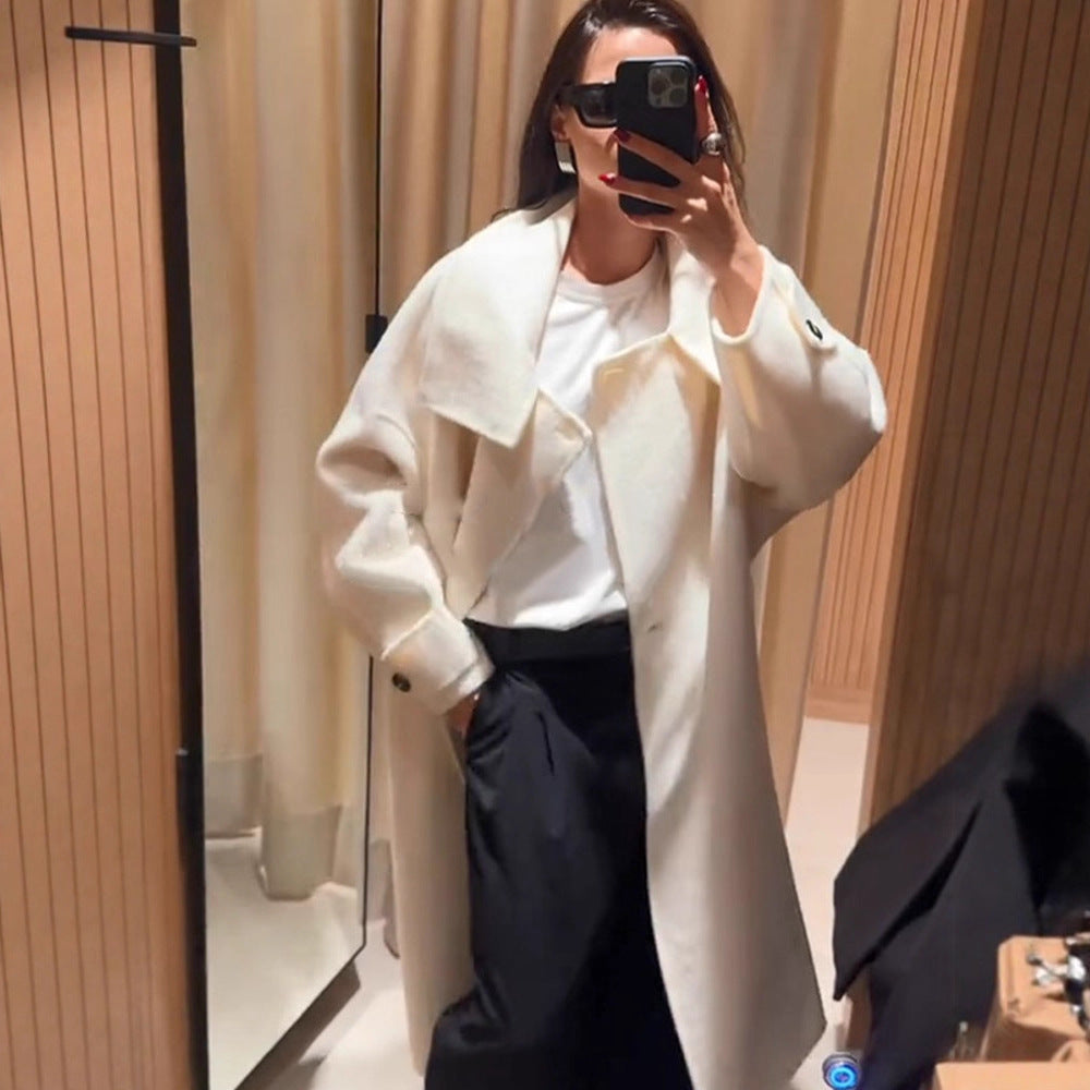 Damen Oversize Wollmix-Mantel mit asymmetrischem Schnitt und hohem Stehkragen Shop Nory