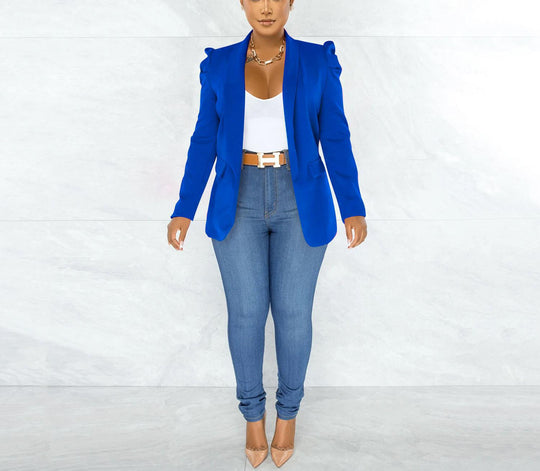Damen taillierter Blazer mit strukturierten Schulterdetails und offenem Revers Shop Nory