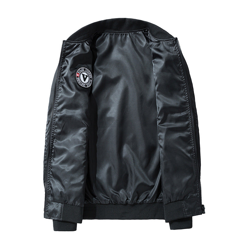 Herren Modische Bomberjacke mit Kunstleder und Stickereien Shop Nory