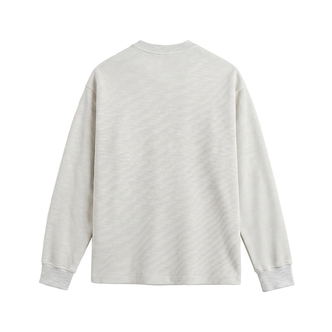 Unisex Weit geschnittenes Henley-Sweatshirt mit Waffelstruktur und Rippenbündchen Shop Nory
