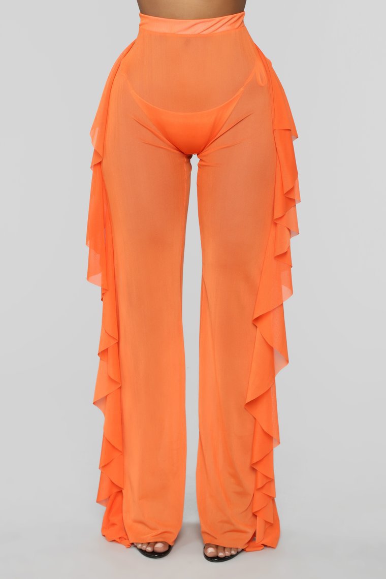 Damen Anziehbare Boho-Hosen mit Rüsche