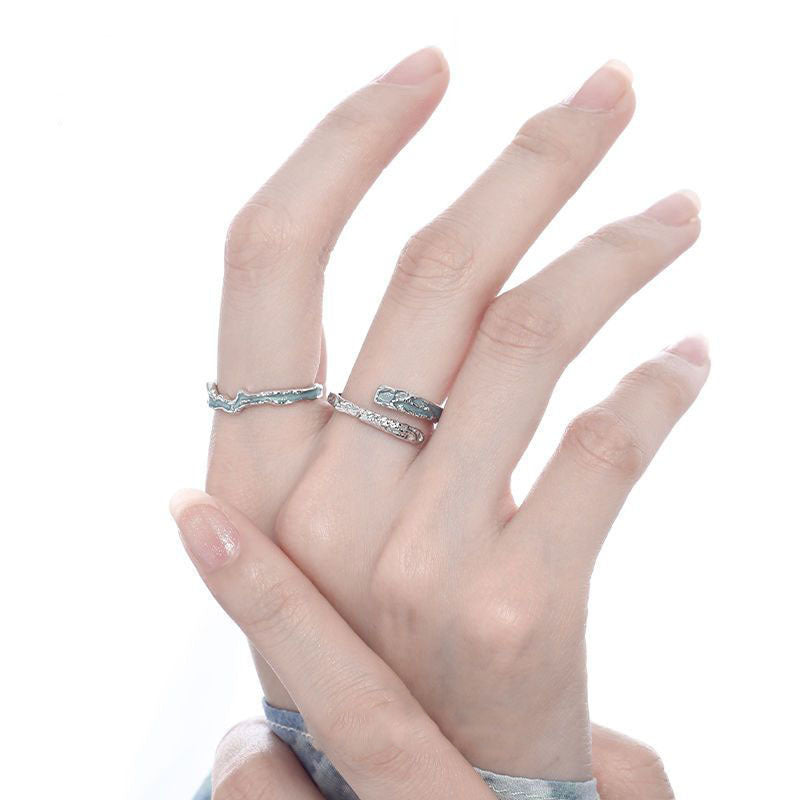 Damen Offener Ring mit wellenförmigem Design und Aquamarin Shop Nory