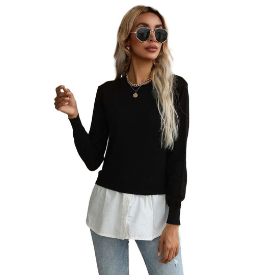 Damen Eleganter Lässiger Pullover mit Hemdunterteil Shop Nory
