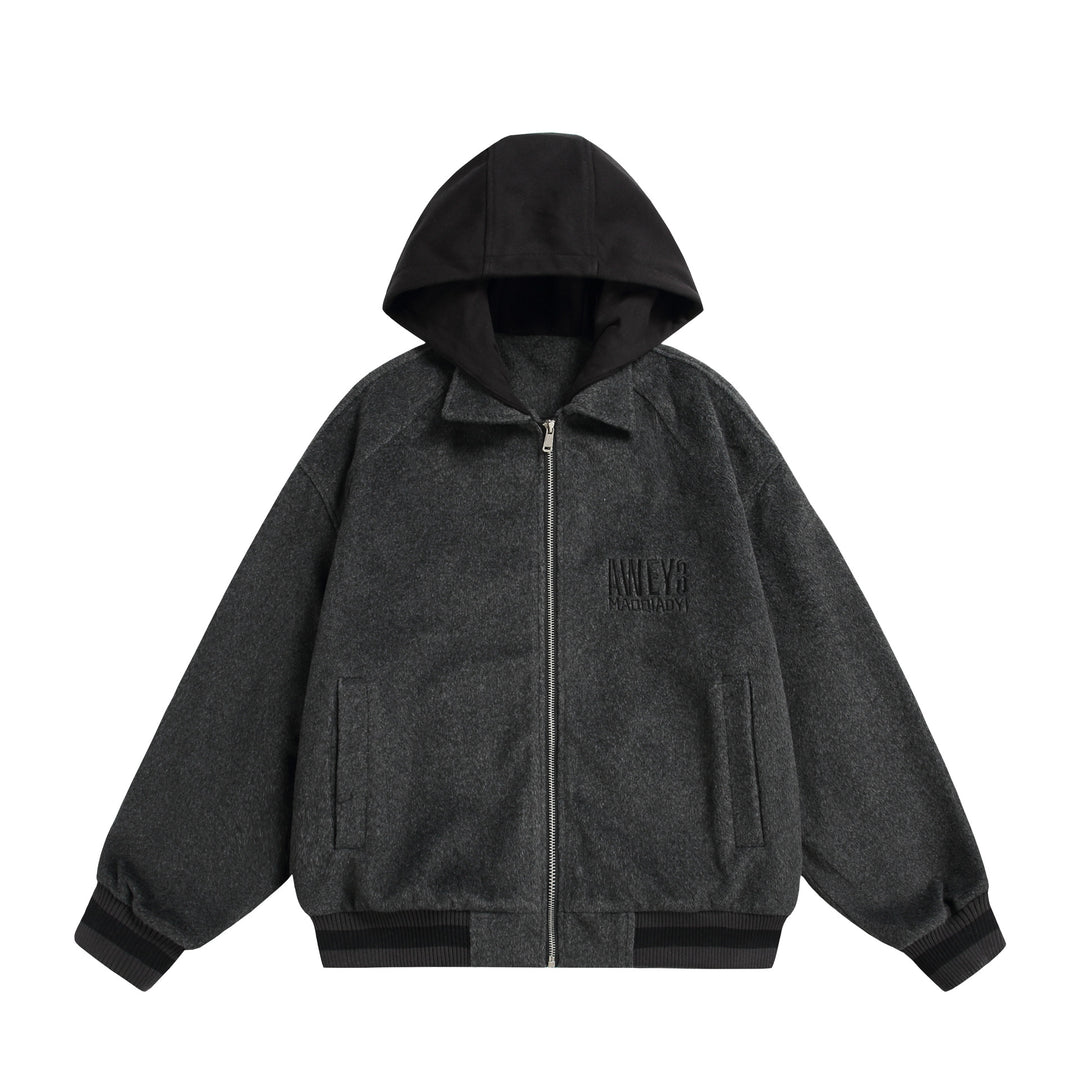 Unisex Oversize Fleece-Bomberjacke mit Kontrastkapuze Shop Nory