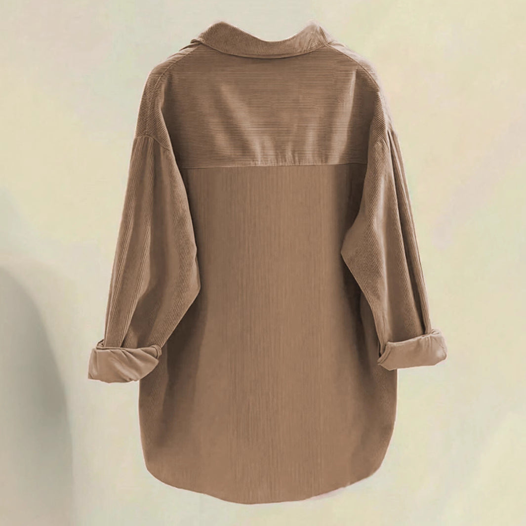 Damen Oversize-Cordhemd mit Brusttaschen & abgerundetem Saum Shop Nory