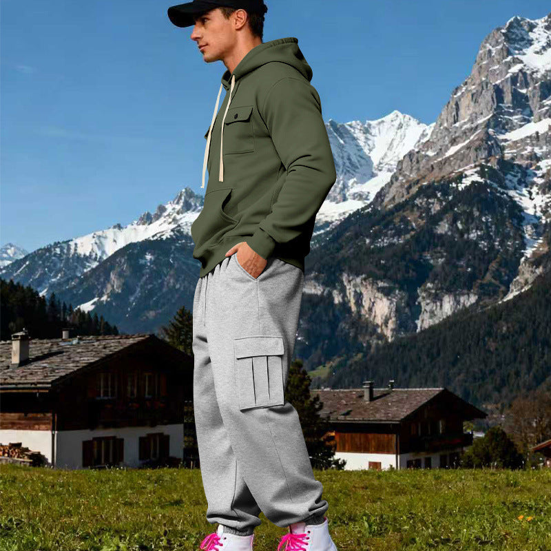 Herren Kapuzen-Sweatherset mit Cargo-Jogger und aufgesetzten Taschen Shop Nory