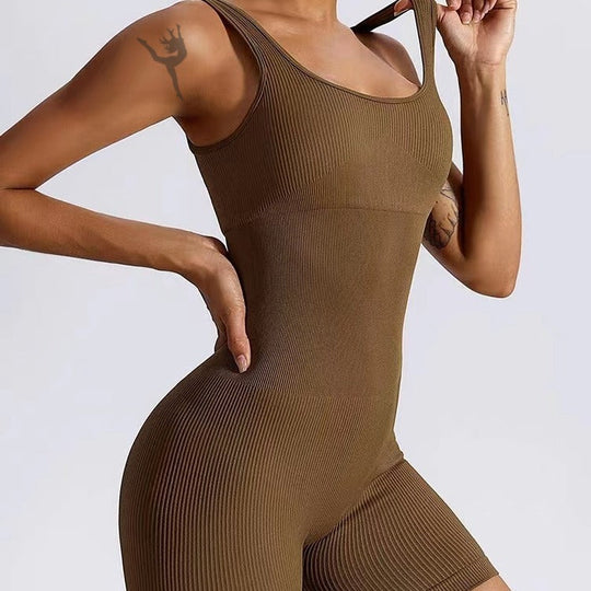 Damen Figurbetonter Sport-Bodysuit mit Rippstruktur