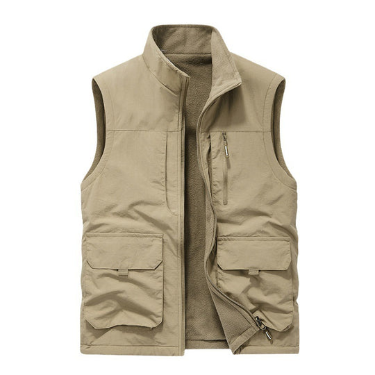 Herren Utility-Weste mit Teddyfleece-Futter, Multifunktionstaschen und hohem Stehkragen Shop Nory