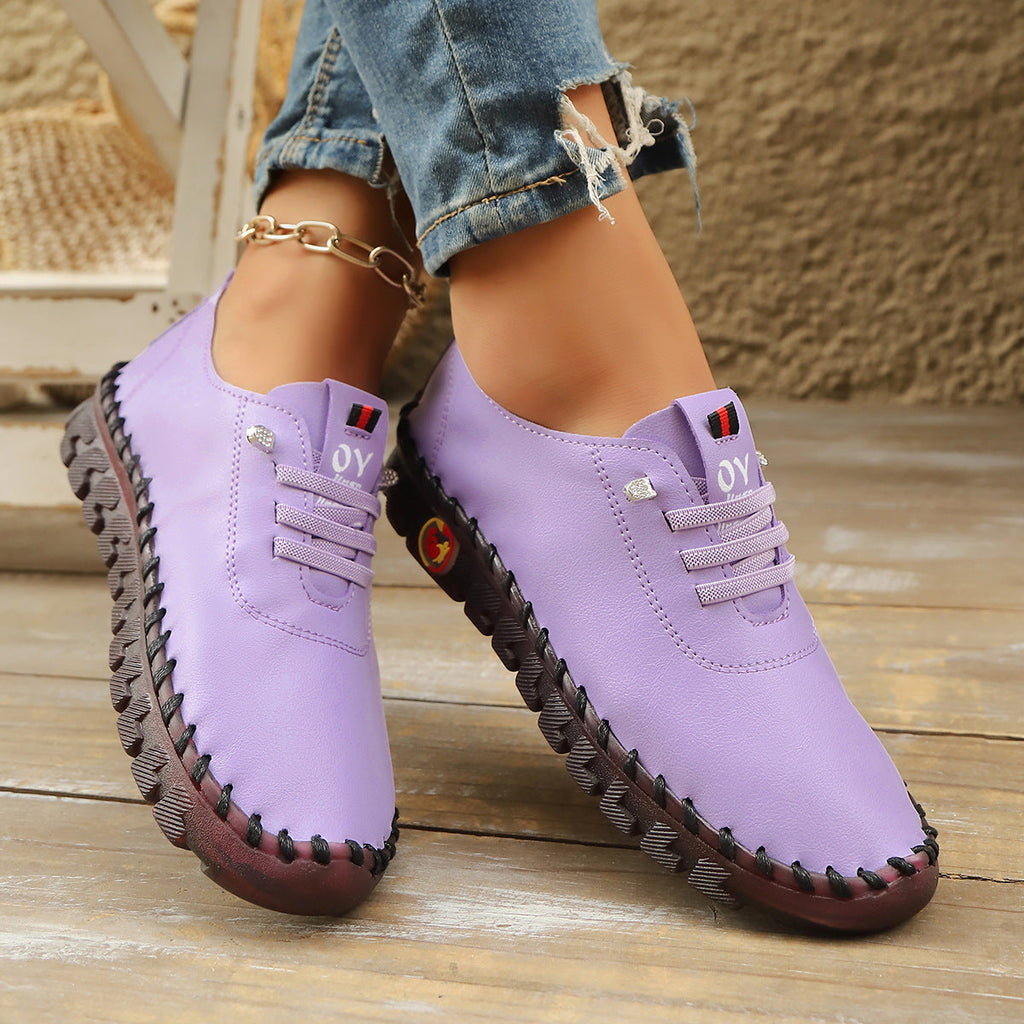 Damen Atmungsaktive und bequeme Freizeitschuhe mit elastischen Schnürsenkeln Shopnory