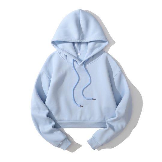 Damen nan cropped Kapuzenpullover mit weichem Fleece‑Innenfutter und elastischem Rippbund Shop Nory