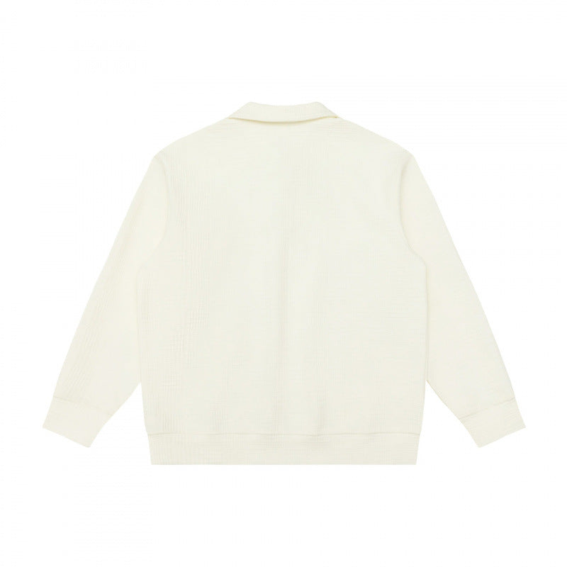 Unisex Langärmliger Strick-Poloshirt-Pullover mit Boxy‑Fit und Waffelstruktur Shop Nory
