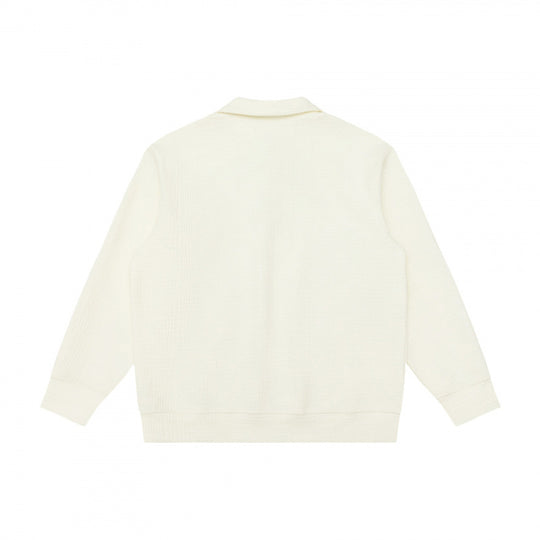 Unisex Langärmliger Strick-Poloshirt-Pullover mit Boxy‑Fit und Waffelstruktur Shop Nory