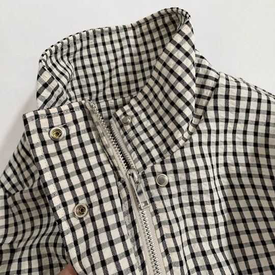 Damen Oversize Kurzjacke mit Stehkragen und Vichy-Karo Shop Nory