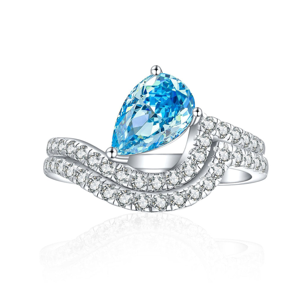 Damen Eleganter Ring mit tropfenförmigem Stein und funkelnden Zirkonia Shop Nory