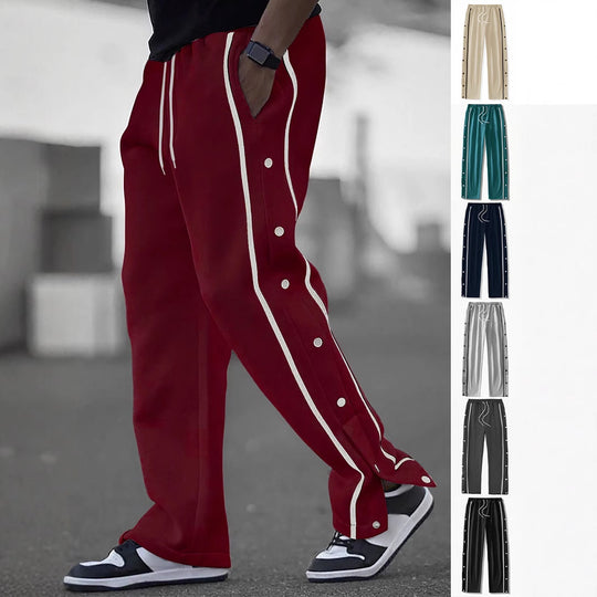 Herren lässige Trainingshose mit seitlicher Druckknopfleiste, elastischem Bund und kontrastierender Paspel Shop Nory